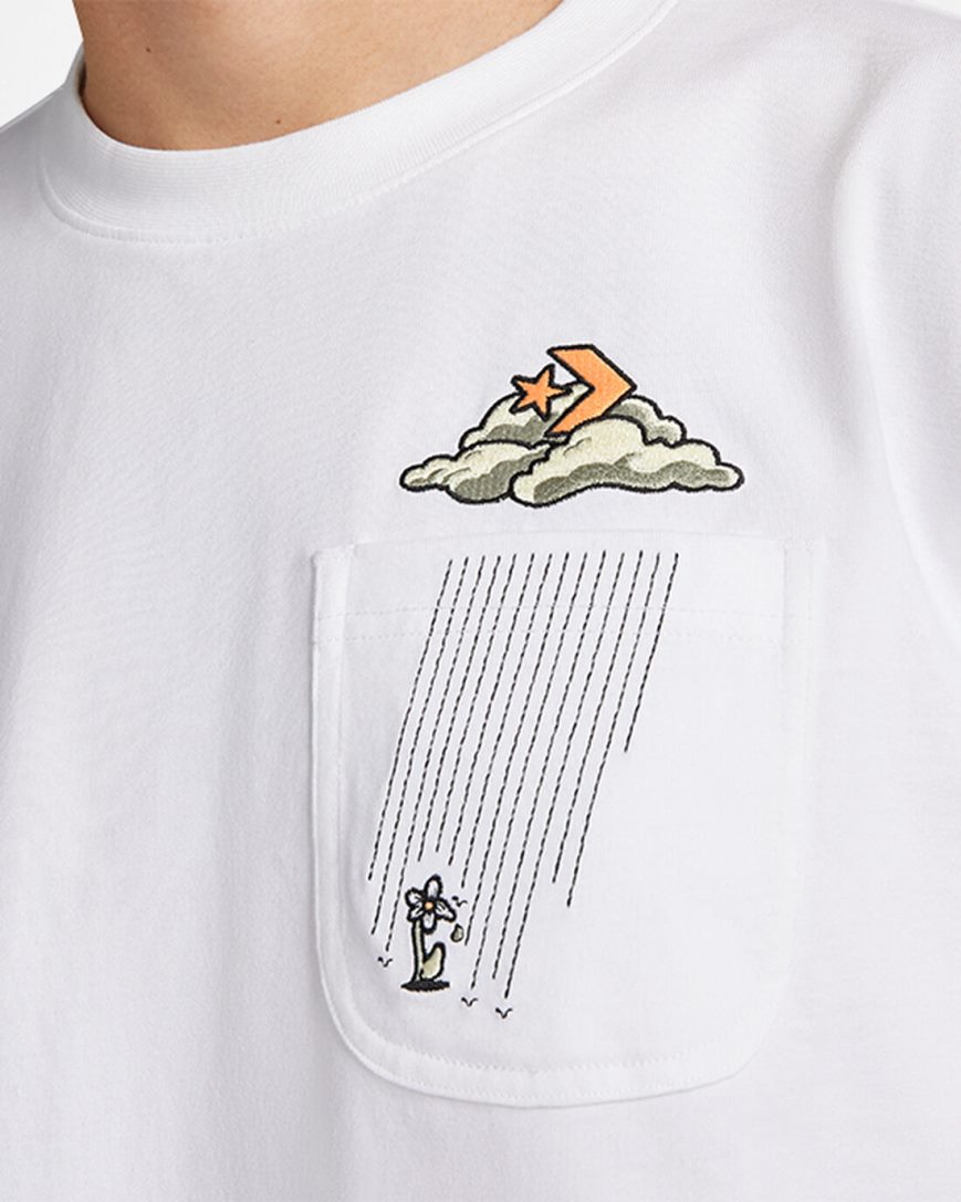 T-Shirts Converse Cloud Pocket Grafika Panske Biele | SK PLXYU5